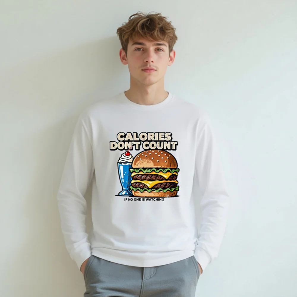 Calories Don't Count Long Sleeve Tee - Unisex Funny Graphic Shirt - Image 8