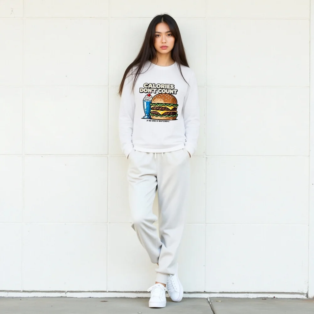 Calories Don't Count Long Sleeve Tee - Unisex Funny Graphic Shirt - Image 9