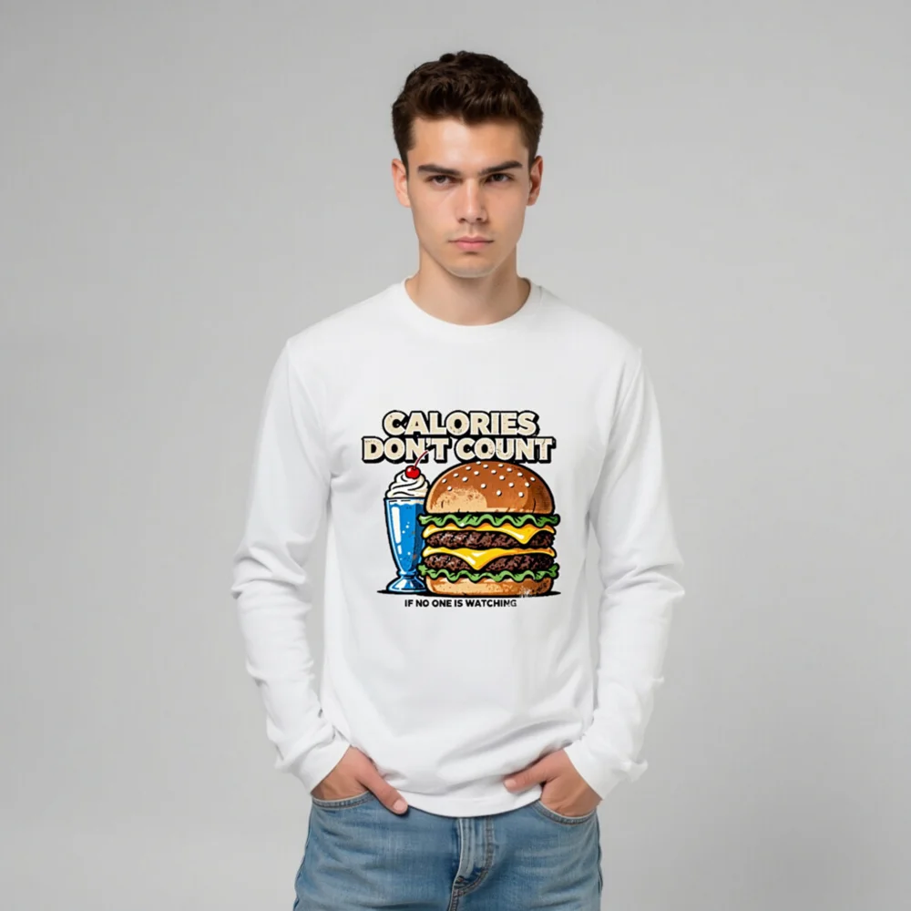 Calories Don't Count Long Sleeve Tee - Unisex Funny Graphic Shirt - Image 10