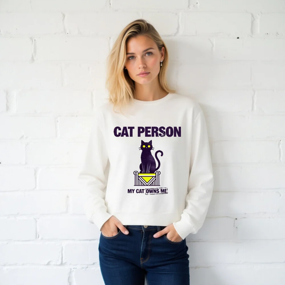 Cat Person Long Sleeve Tee – Unisex Graphic Shirt for Cat Lovers - Image 2