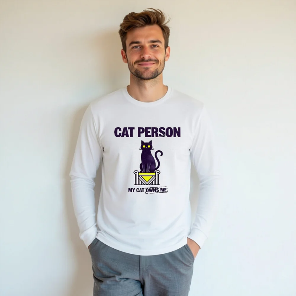 Cat Person Long Sleeve Tee – Unisex Graphic Shirt for Cat Lovers - Image 7