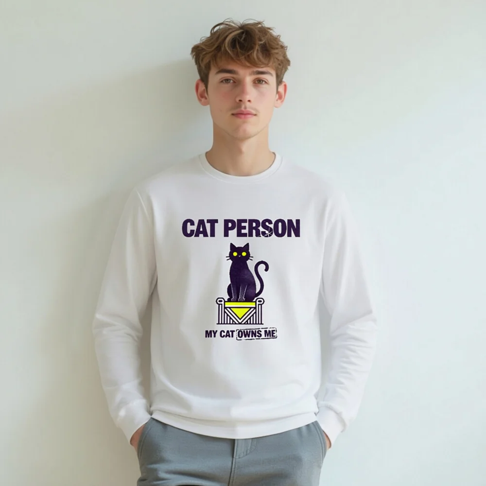 Cat Person Long Sleeve Tee – Unisex Graphic Shirt for Cat Lovers - Image 8