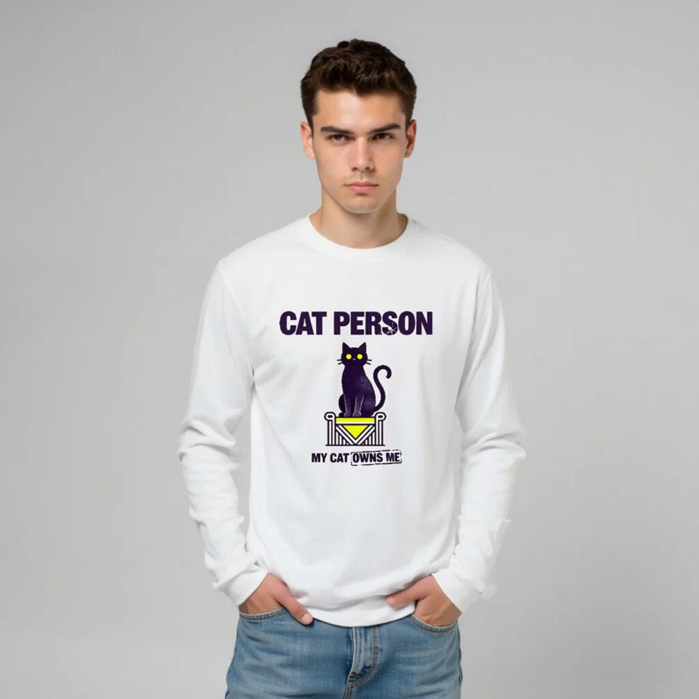 Cat Person Long Sleeve Tee – Unisex Graphic Shirt for Cat Lovers - Image 10