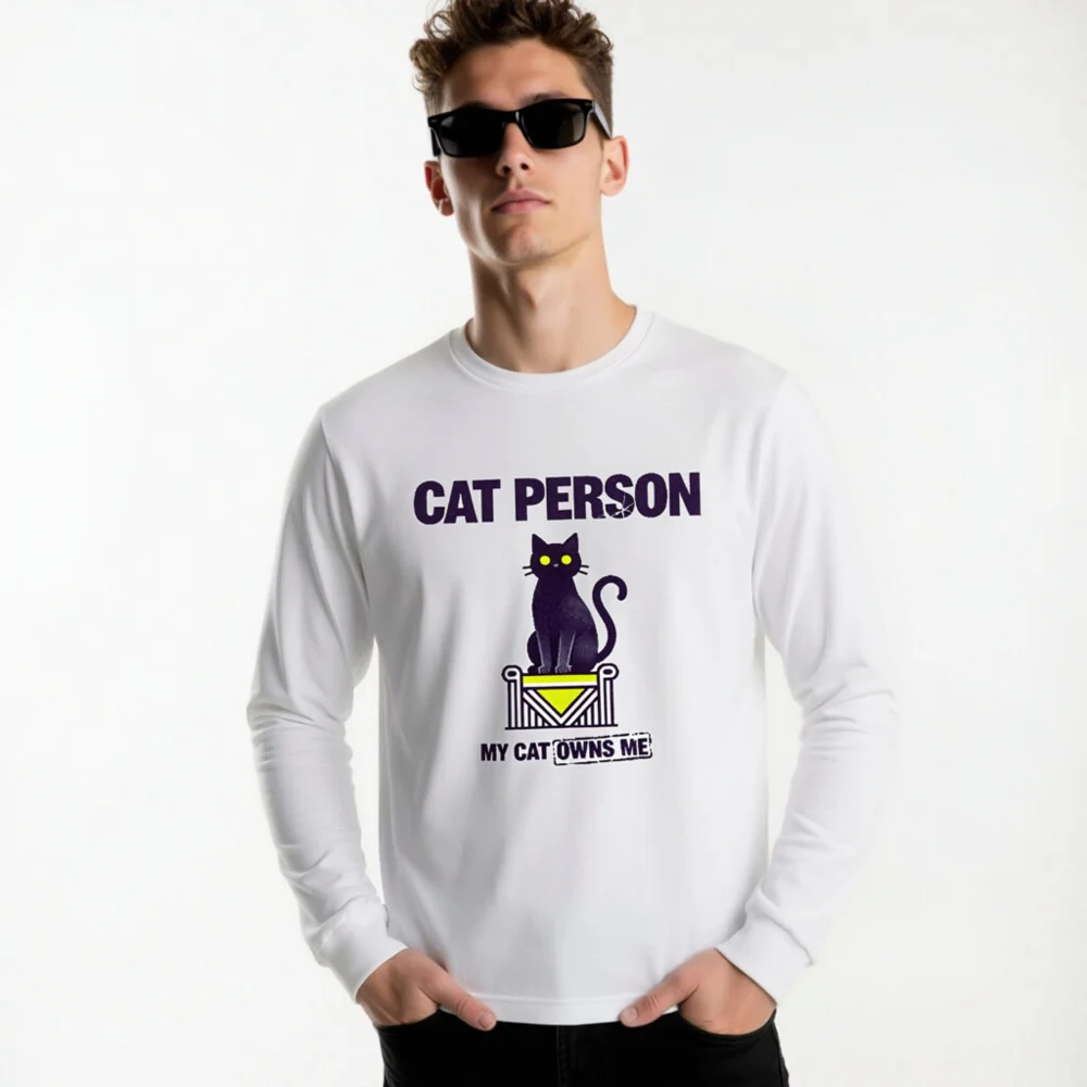 Cat Person Long Sleeve Tee – Unisex Graphic Shirt for Cat Lovers - Image 11
