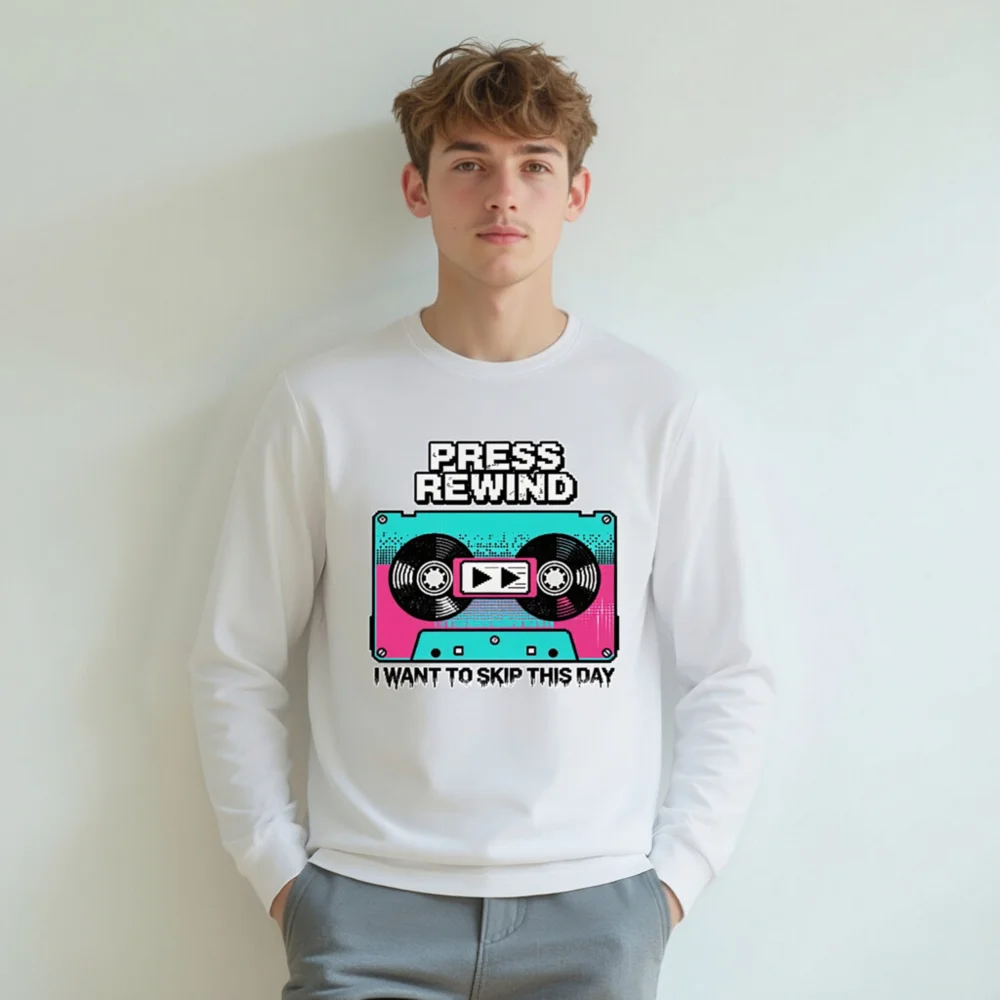 Press Rewind Cassette Tape Long Sleeve Tee - Unisex - Image 8