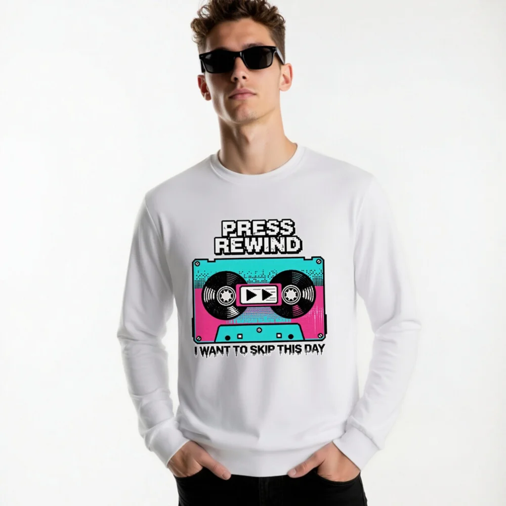Press Rewind Cassette Tape Long Sleeve Tee - Unisex - Image 11