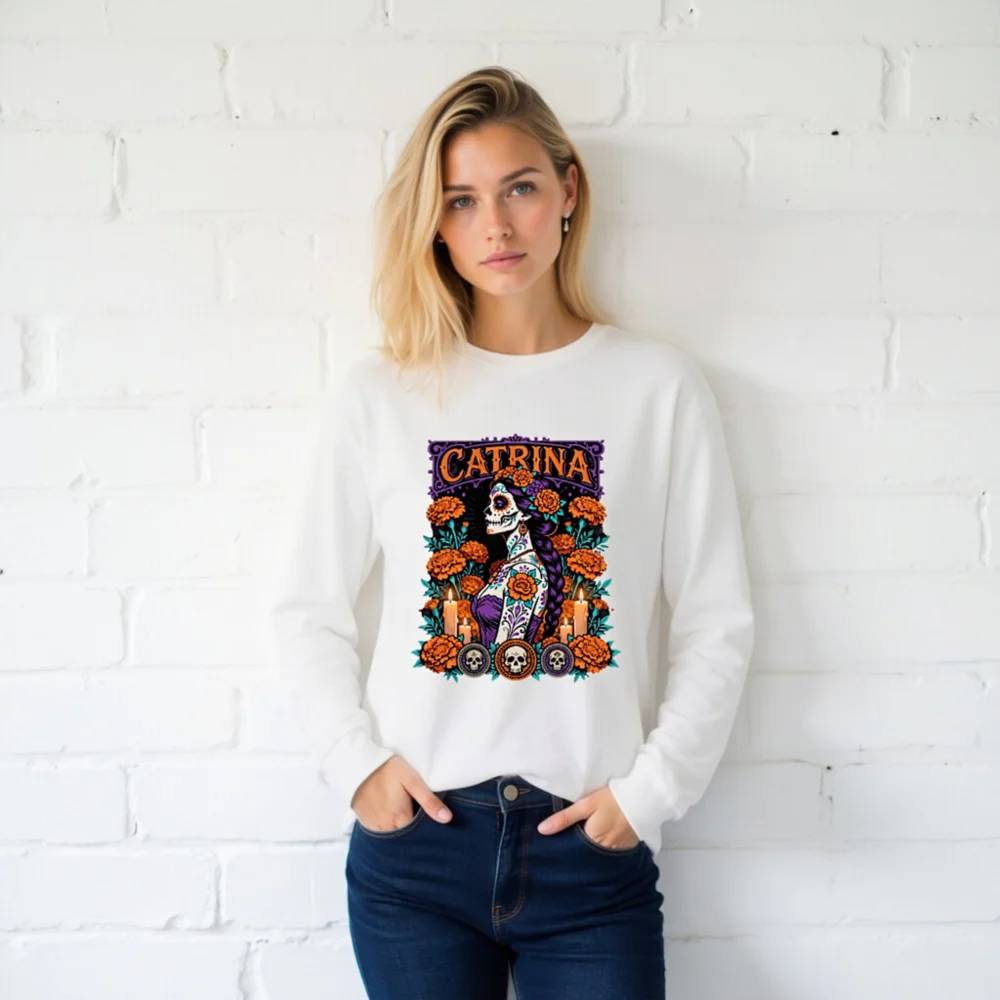 Catrina Day of the Dead Long Sleeve Tee - Unisex - Image 2