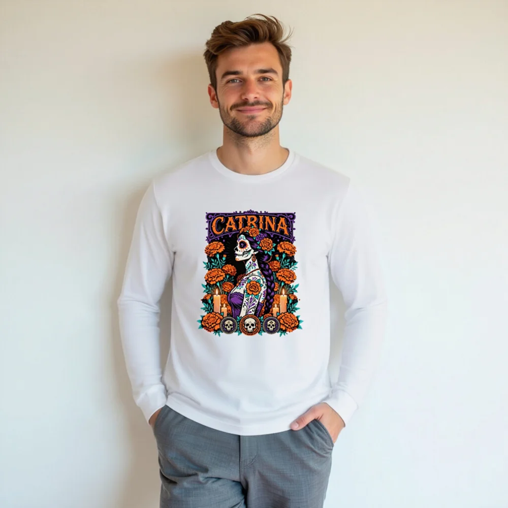 Catrina Day of the Dead Long Sleeve Tee - Unisex - Image 7