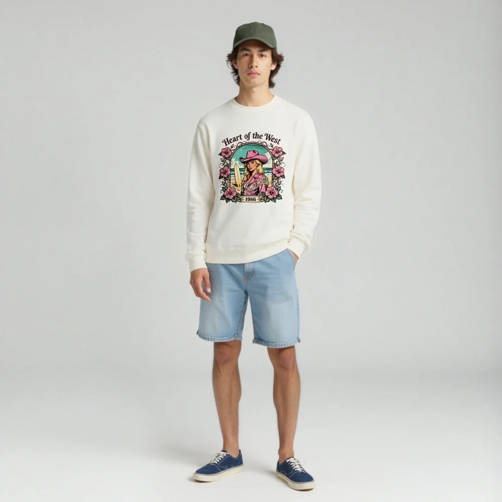 Heart of the West 1986 Unisex Long Sleeve Tee - Retro Surf Cowgirl Graphic - Image 3