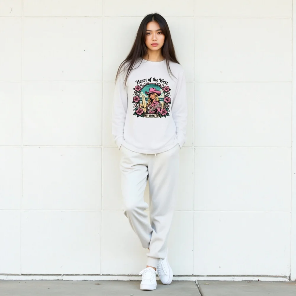 Heart of the West 1986 Unisex Long Sleeve Tee - Retro Surf Cowgirl Graphic - Image 9