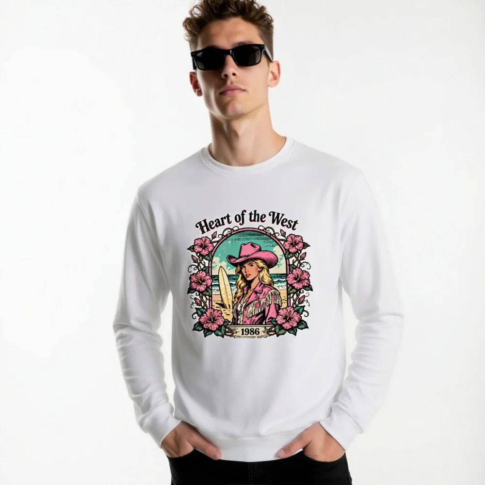 Heart of the West 1986 Unisex Long Sleeve Tee - Retro Surf Cowgirl Graphic - Image 11