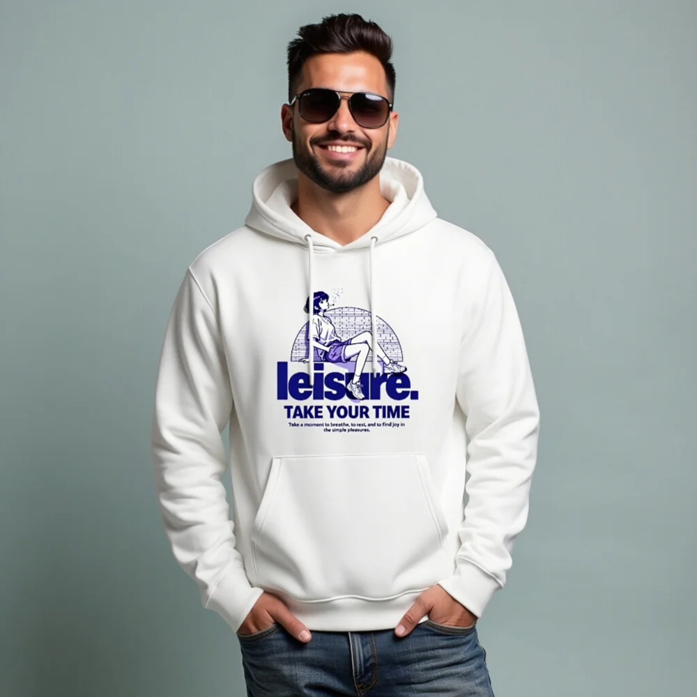 Leisure Take Your Time Hoodie – Unisex Eco-Friendly Pullover - Image 8