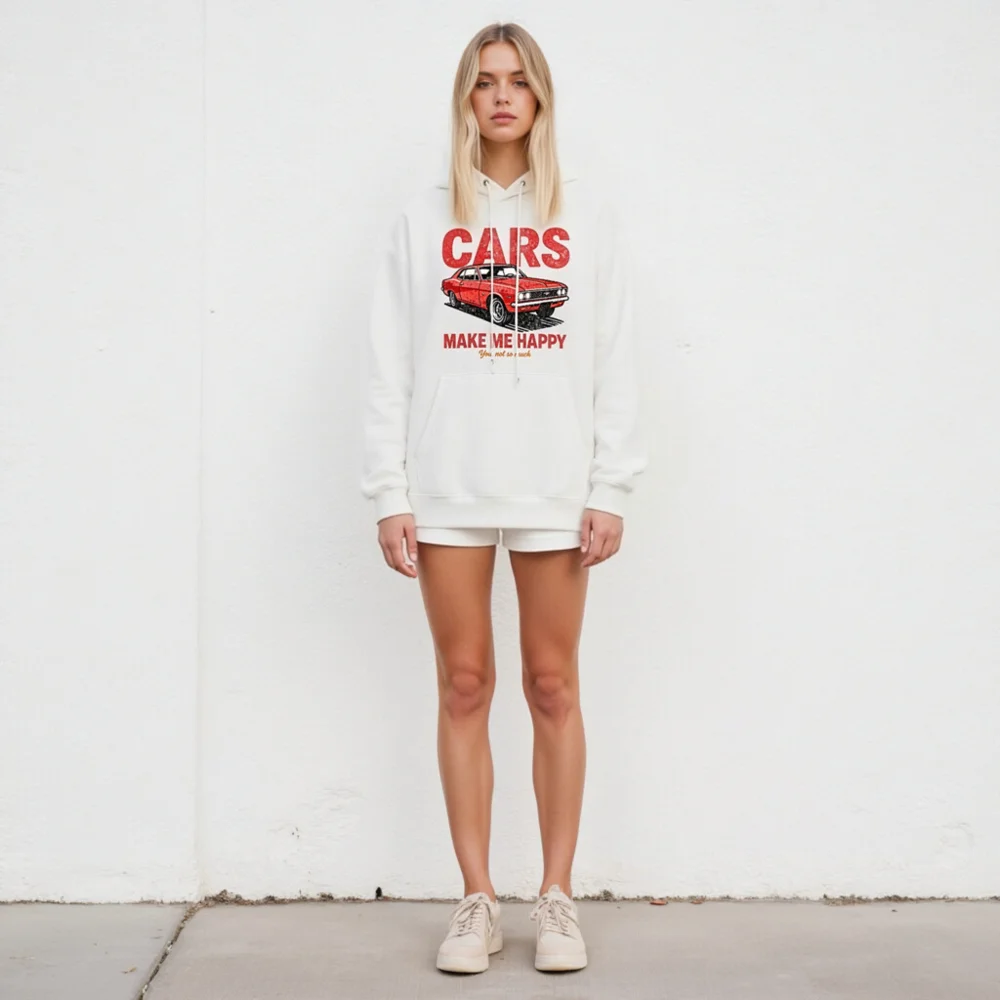 Cars Make Me Happy Hoodie – Unisex Eco-Friendly Pullover - Image 5
