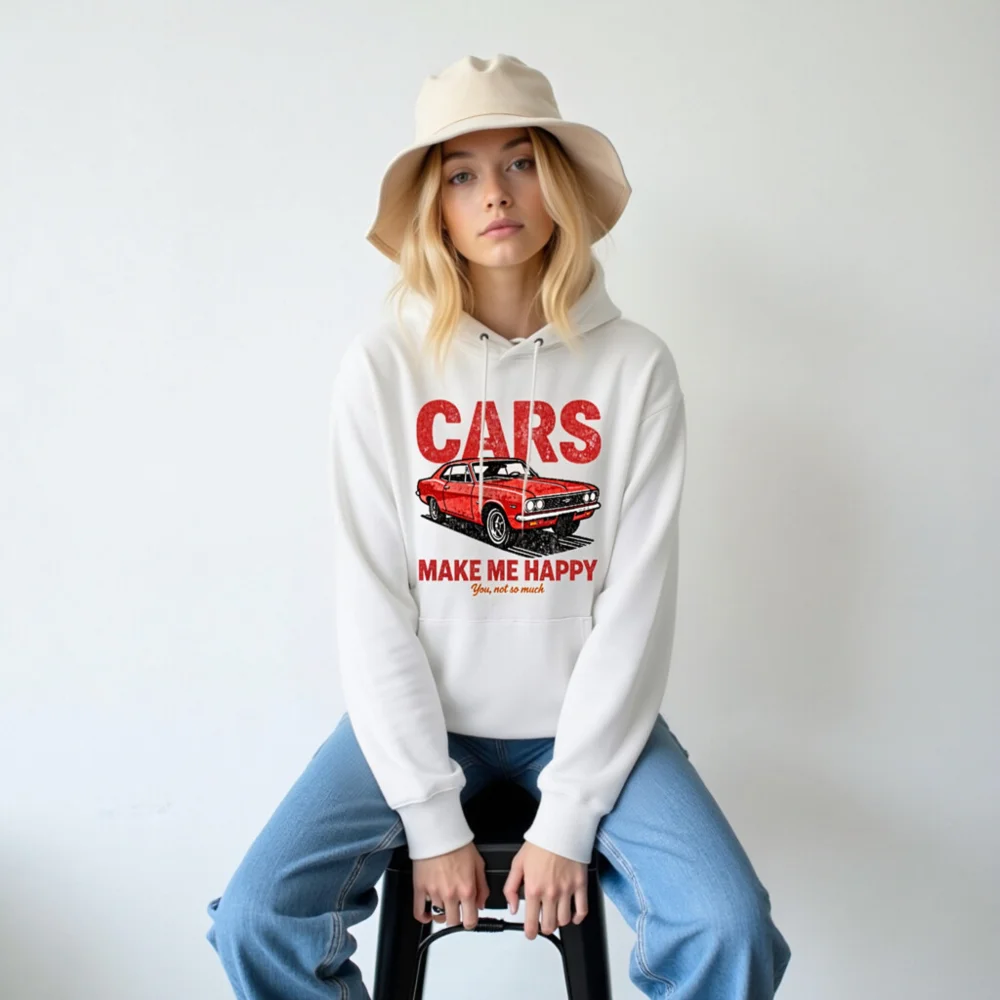 Cars Make Me Happy Hoodie – Unisex Eco-Friendly Pullover - Image 6