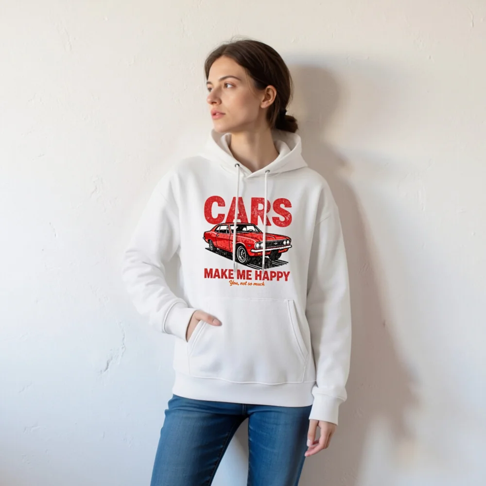 Cars Make Me Happy Hoodie – Unisex Eco-Friendly Pullover - Image 7
