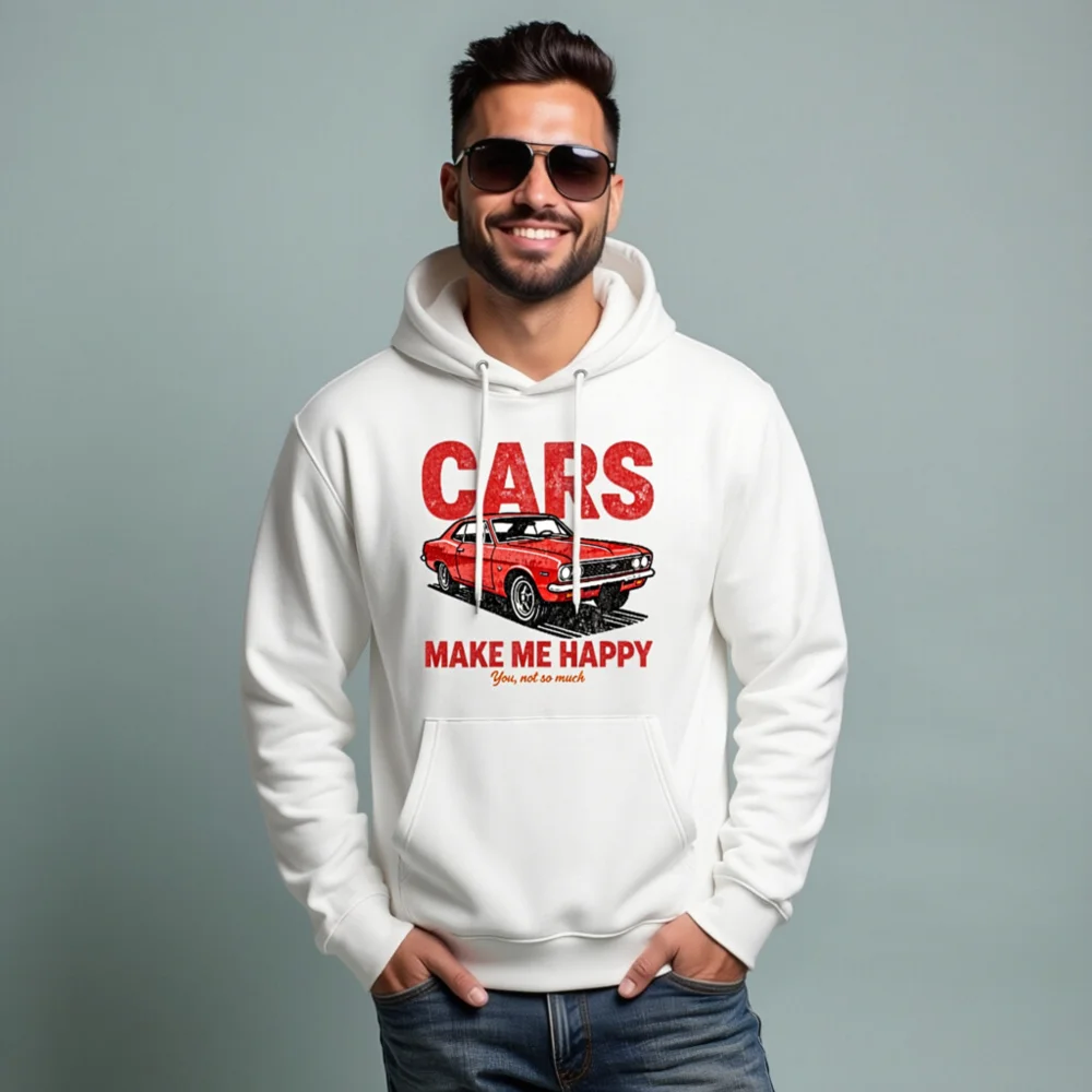 Cars Make Me Happy Hoodie – Unisex Eco-Friendly Pullover - Image 8
