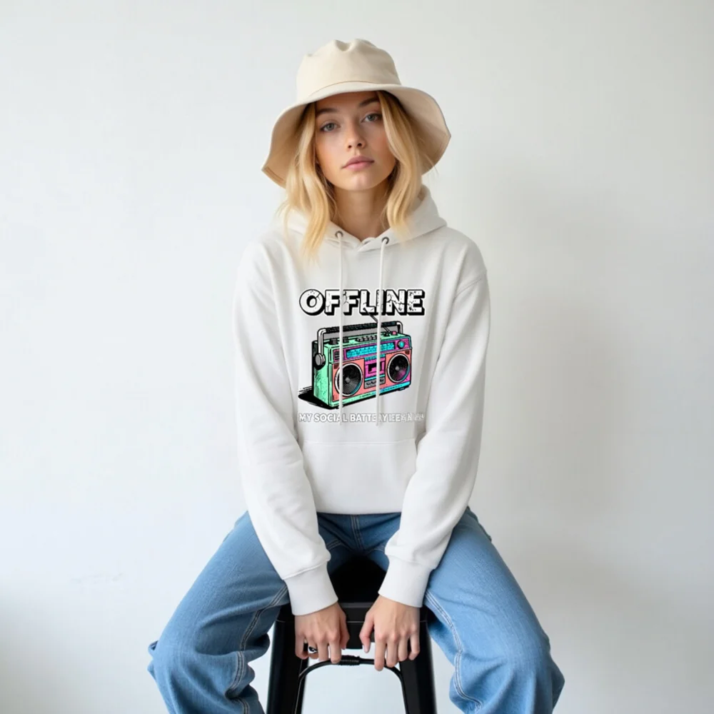Offline Boombox Hoodie – Unisex Eco-Friendly Pullover Sweatshirt - Image 6