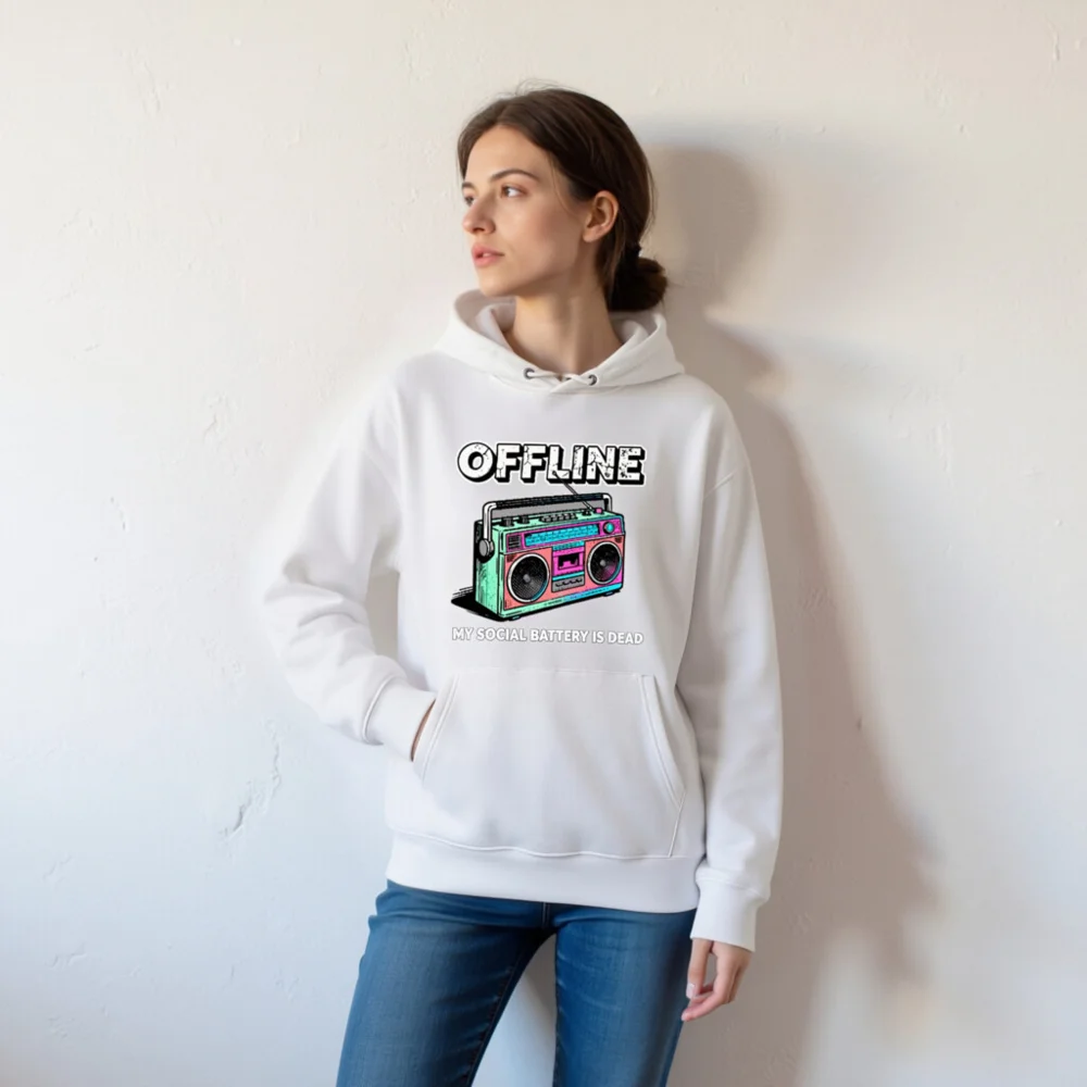 Offline Boombox Hoodie – Unisex Eco-Friendly Pullover Sweatshirt - Image 7