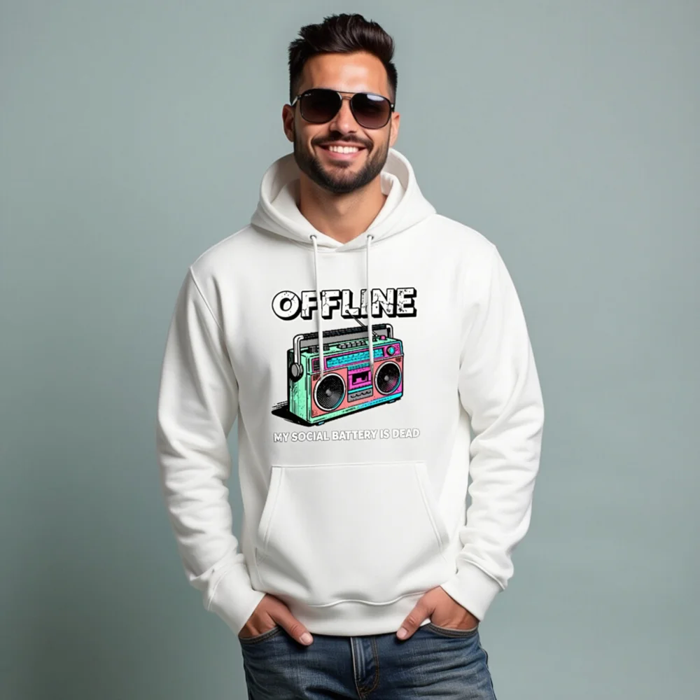 Offline Boombox Hoodie – Unisex Eco-Friendly Pullover Sweatshirt - Image 8