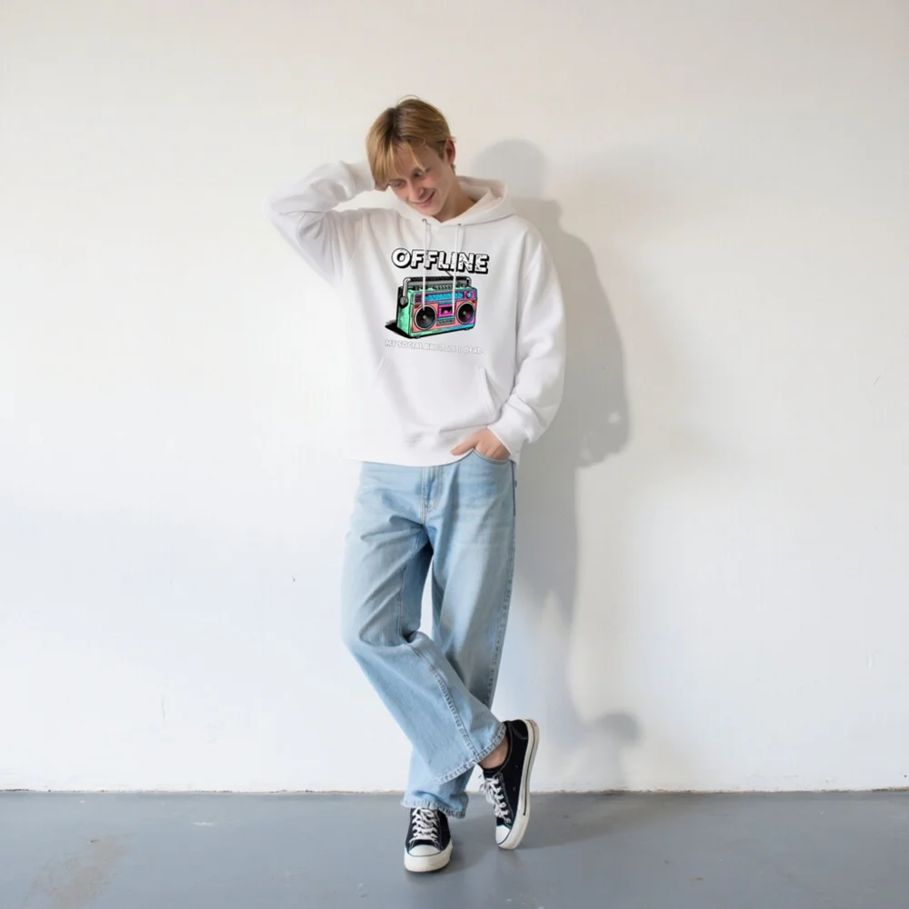 Offline Boombox Hoodie – Unisex Eco-Friendly Pullover Sweatshirt - Image 9