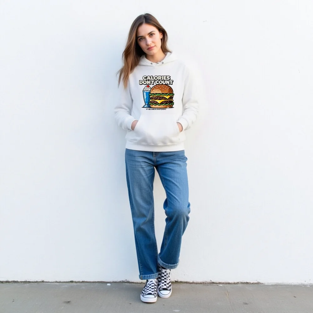 Calories Don't Count Hoodie – Unisex Eco-Friendly Graphic Sweatshirt - Image 3
