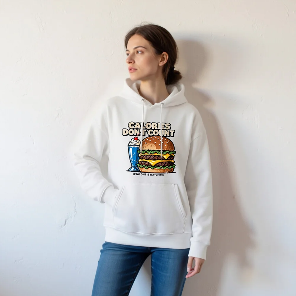 Calories Don't Count Hoodie – Unisex Eco-Friendly Graphic Sweatshirt - Image 7