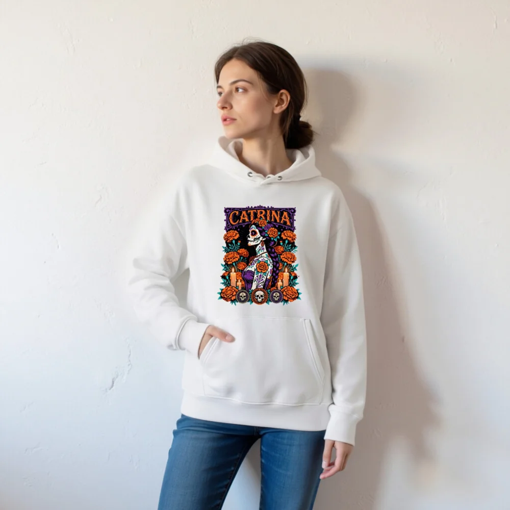 Catrina Day of the Dead Hoodie - Unisex Eco-Friendly Pullover - Image 7