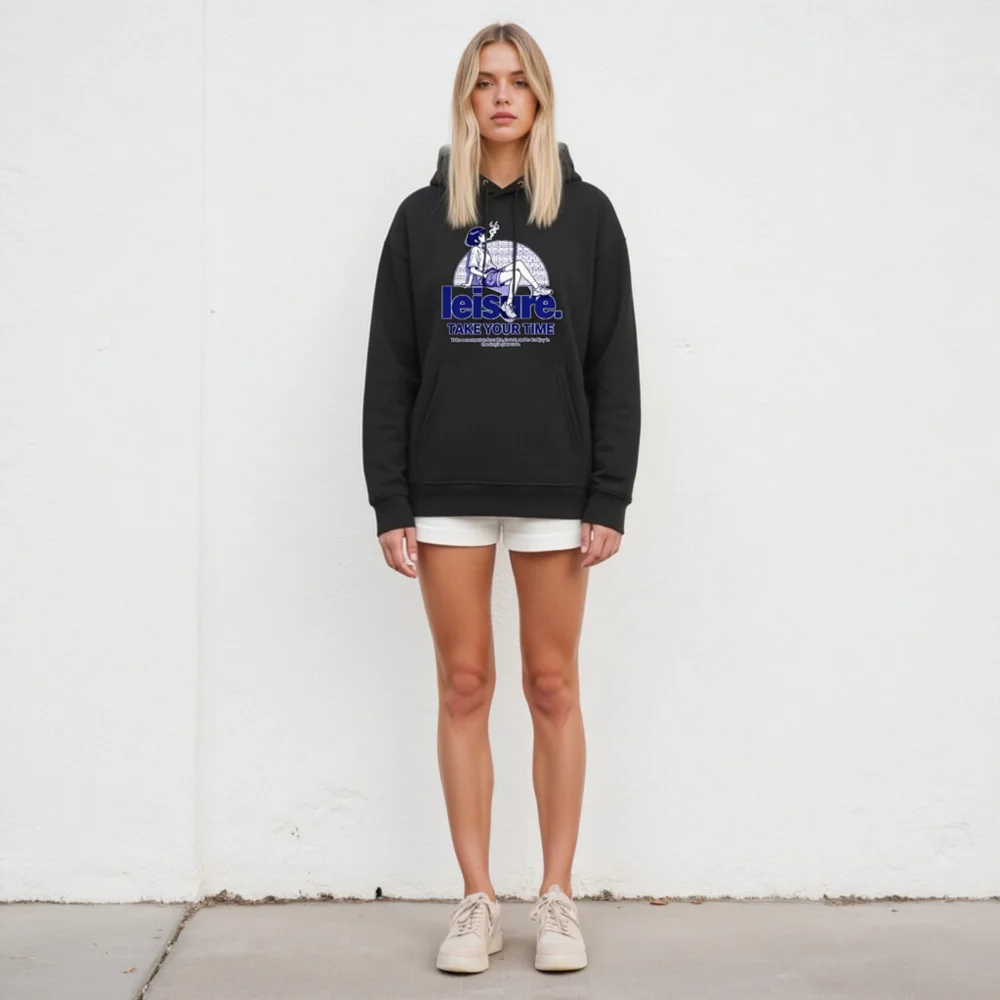 Leisure Take Your Time Unisex Eco Hoodie - Black - Image 5