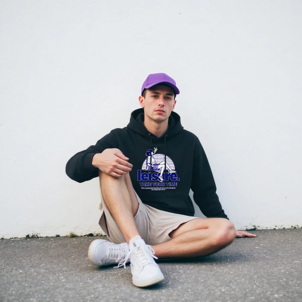 Leisure Take Your Time Unisex Eco Hoodie - Black - Image 7