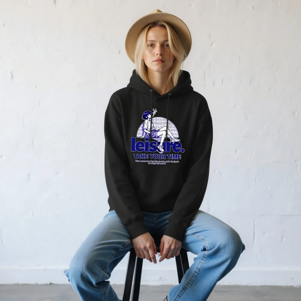 Leisure Take Your Time Unisex Eco Hoodie - Black - Image 8