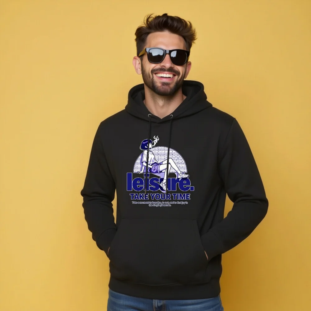 Leisure Take Your Time Unisex Eco Hoodie - Black - Image 9