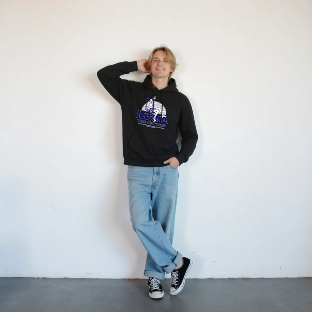 Leisure Take Your Time Unisex Eco Hoodie - Black - Image 10