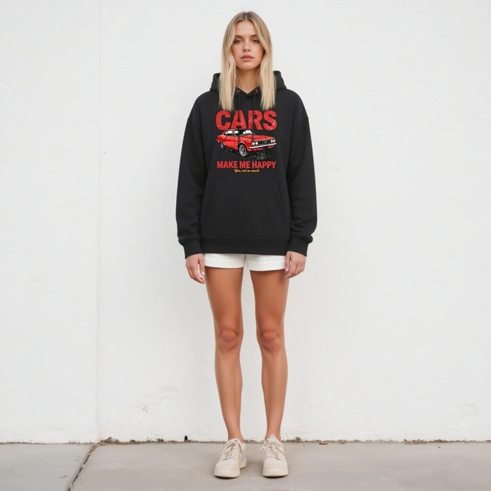 Cars Make Me Happy Hoodie – Unisex Eco-Friendly Pullover - Image 5