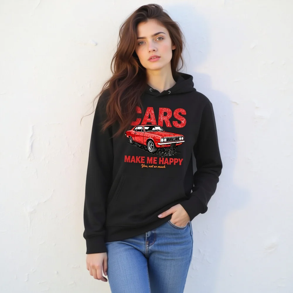 Cars Make Me Happy Hoodie – Unisex Eco-Friendly Pullover - Image 11