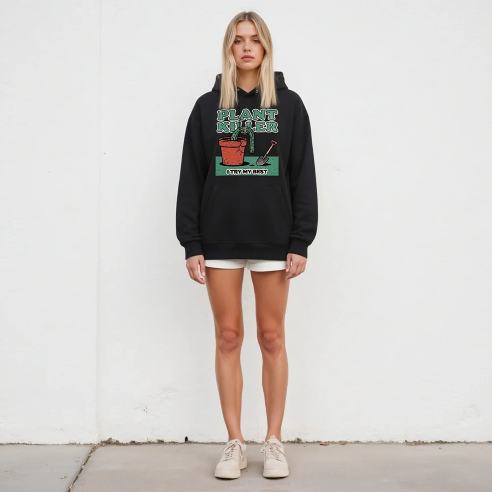 Plant Killer Hoodie - Unisex Eco-Friendly Graphic Hooded Sweatshirt - Image 5