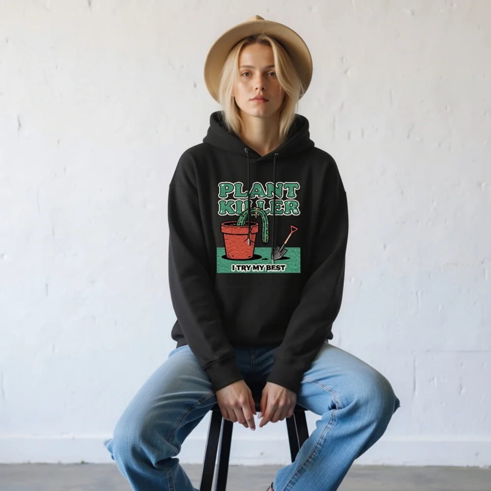 Plant Killer Hoodie - Unisex Eco-Friendly Graphic Hooded Sweatshirt - Image 8