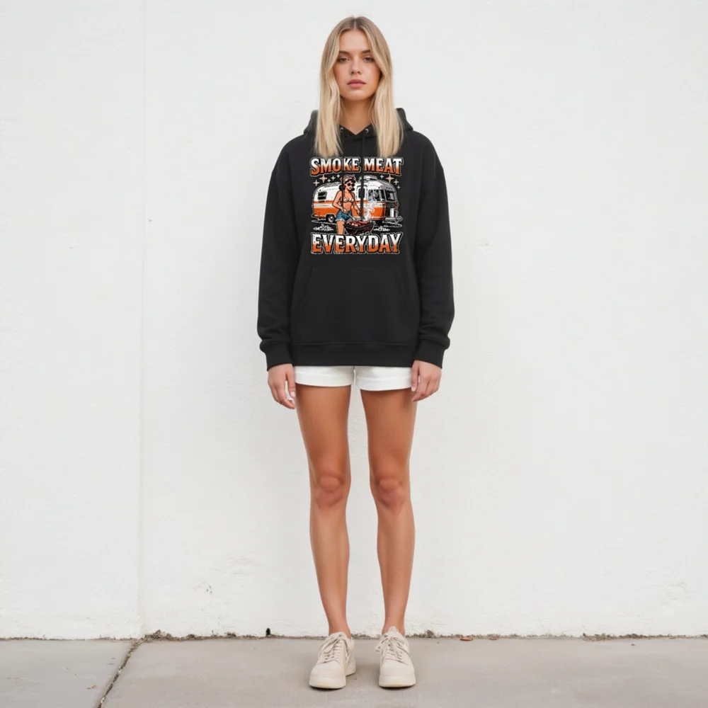 Smoke Meat Everyday Hoodie - Unisex Eco-Friendly Graphic Pullover - Image 5