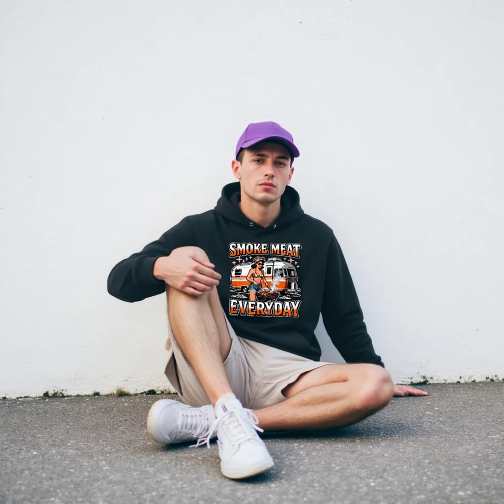 Smoke Meat Everyday Hoodie - Unisex Eco-Friendly Graphic Pullover - Image 7