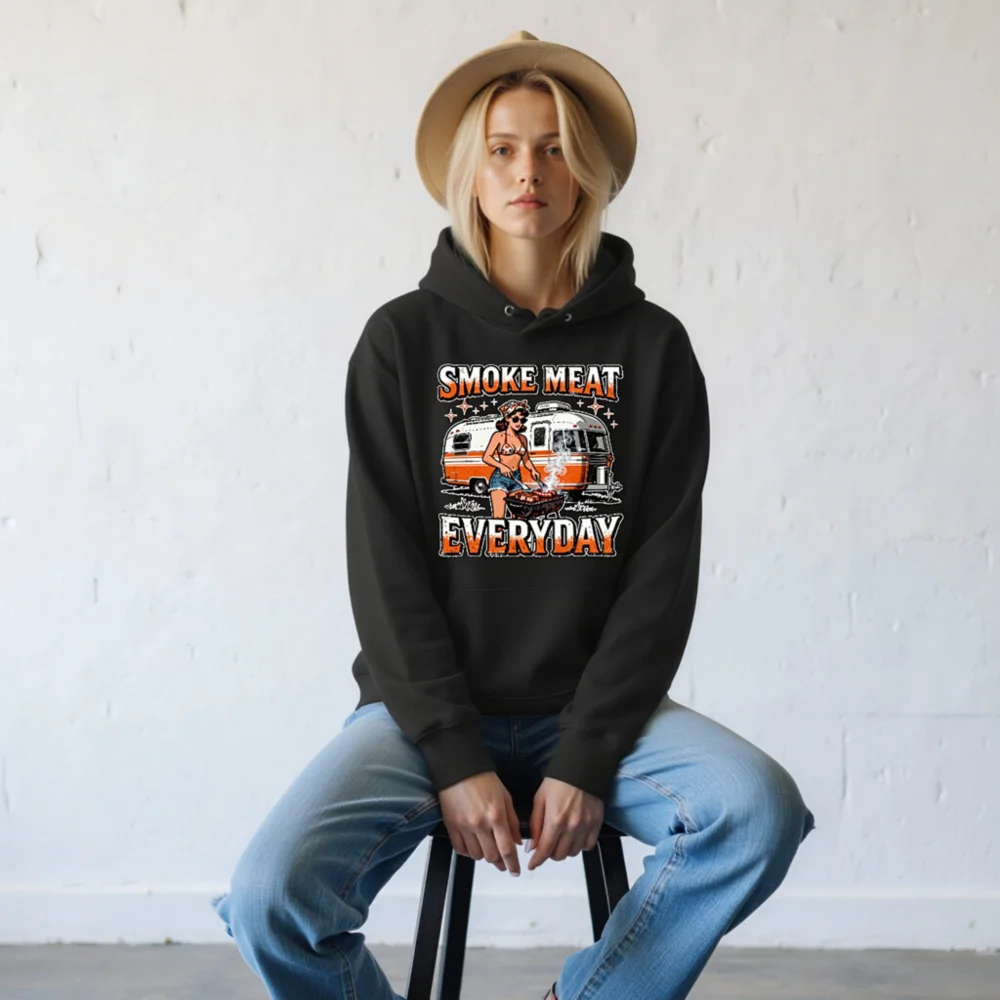 Smoke Meat Everyday Hoodie - Unisex Eco-Friendly Graphic Pullover - Image 8