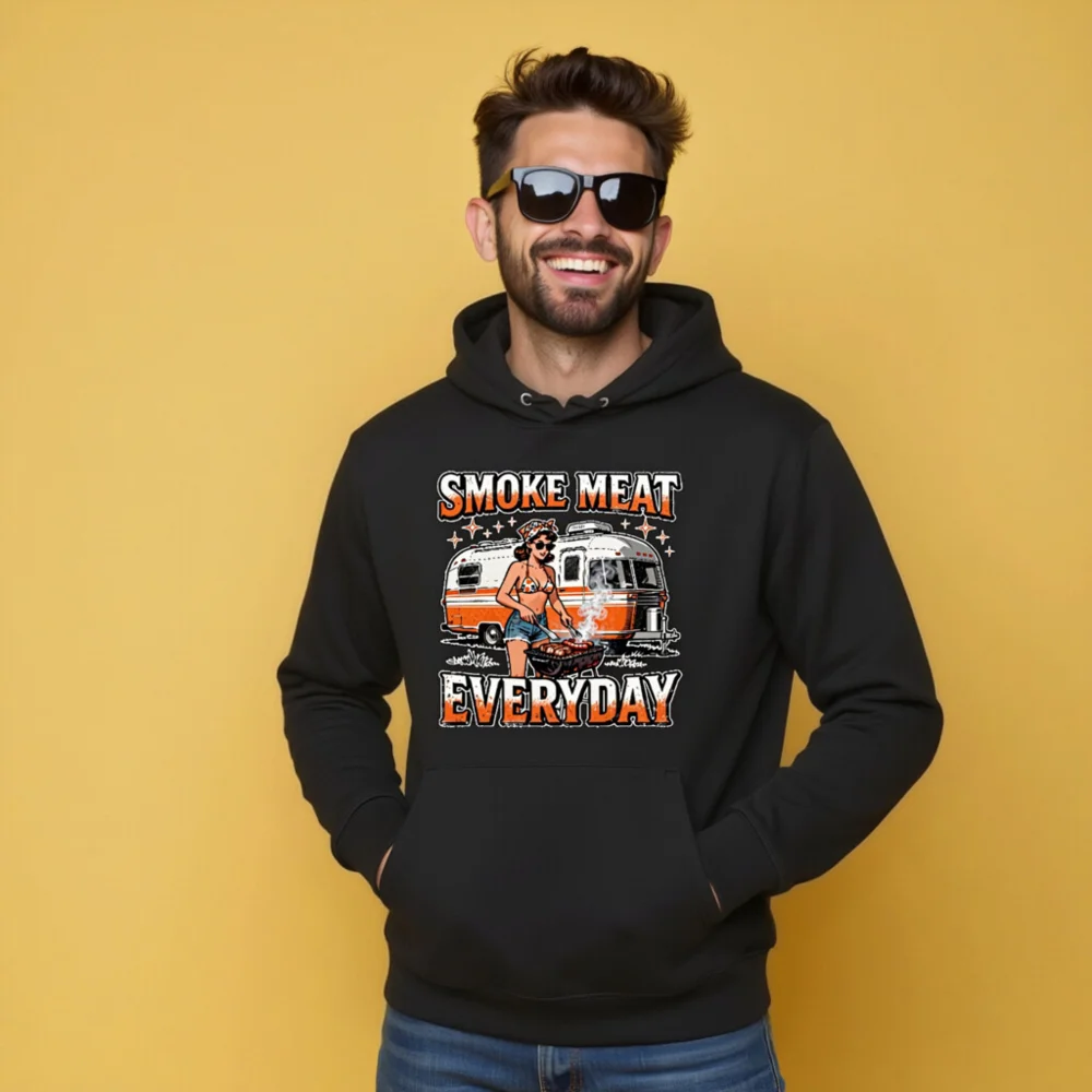Smoke Meat Everyday Hoodie - Unisex Eco-Friendly Graphic Pullover - Image 9