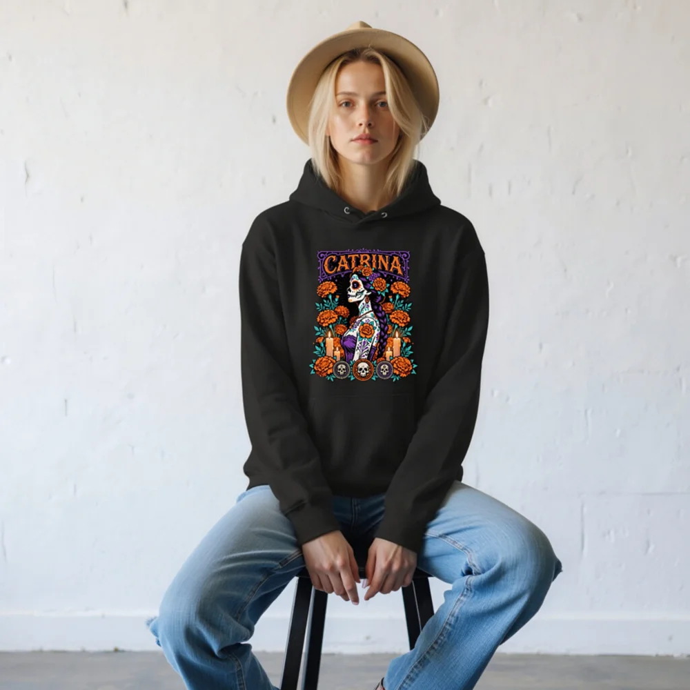 Catrina Day of the Dead Hoodie - Unisex Eco-Friendly Pullover - Image 8