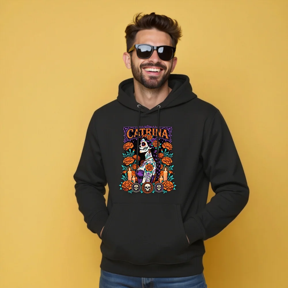 Catrina Day of the Dead Hoodie - Unisex Eco-Friendly Pullover - Image 9