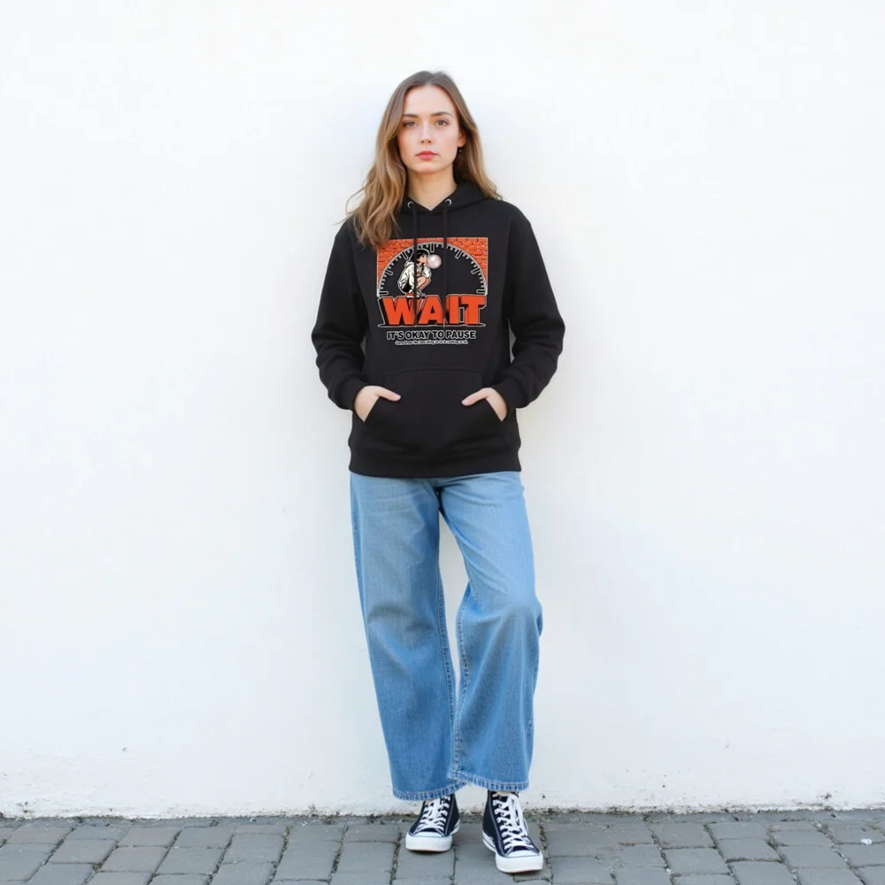 Wait It's Okay to Pause Hoodie – Unisex Premium Pullover - Image 4
