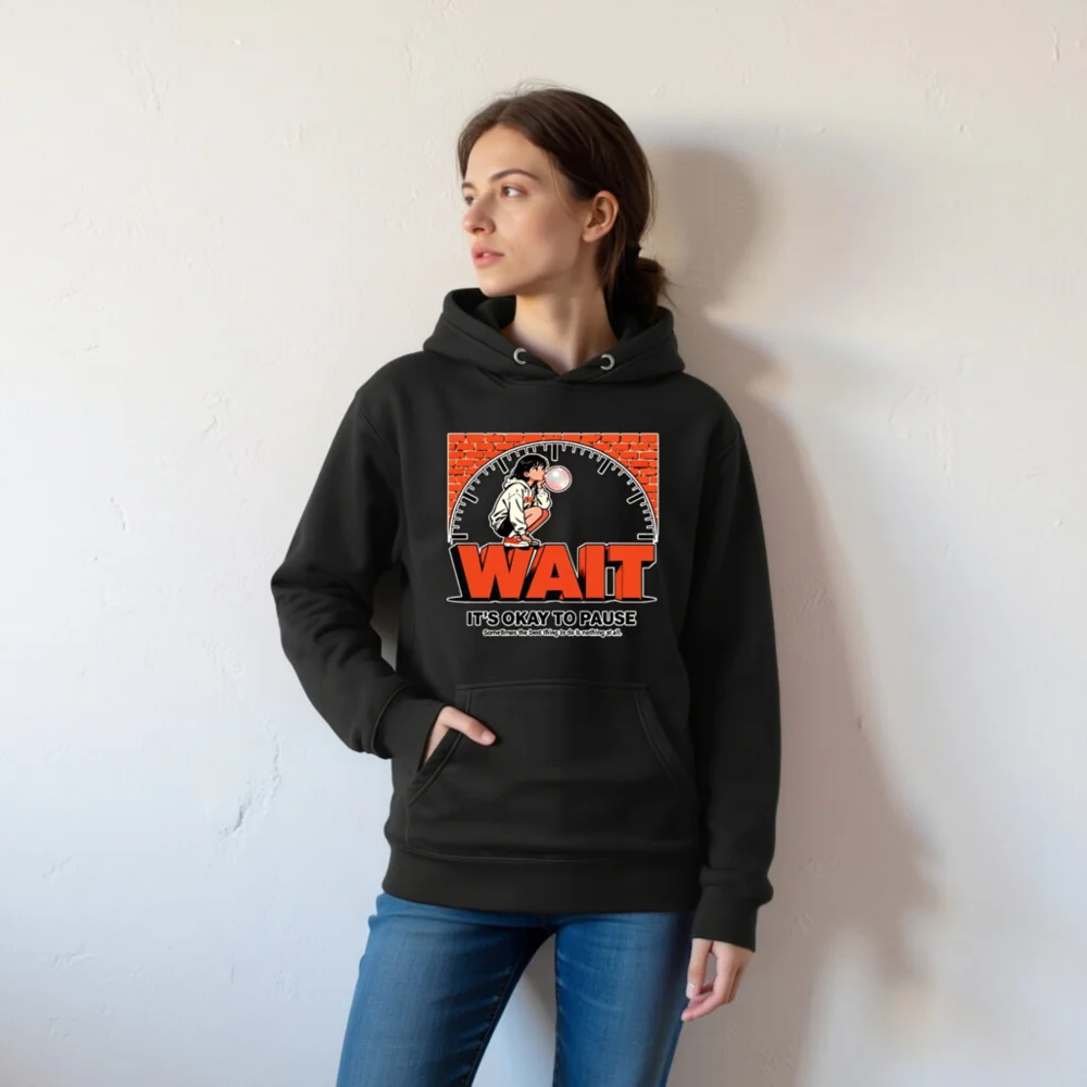 Wait It's Okay to Pause Hoodie – Unisex Premium Pullover - Image 6