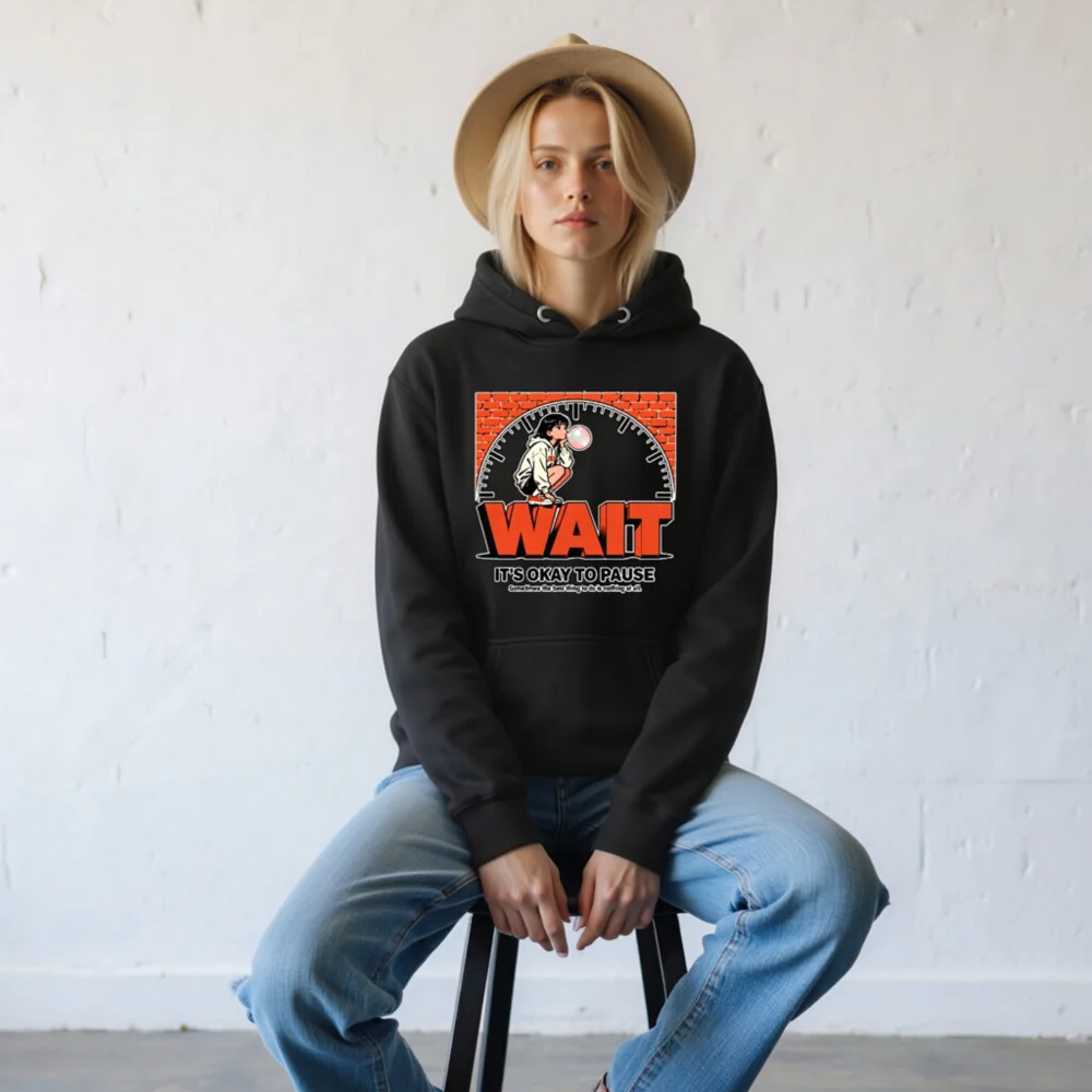 Wait It's Okay to Pause Hoodie – Unisex Premium Pullover - Image 9