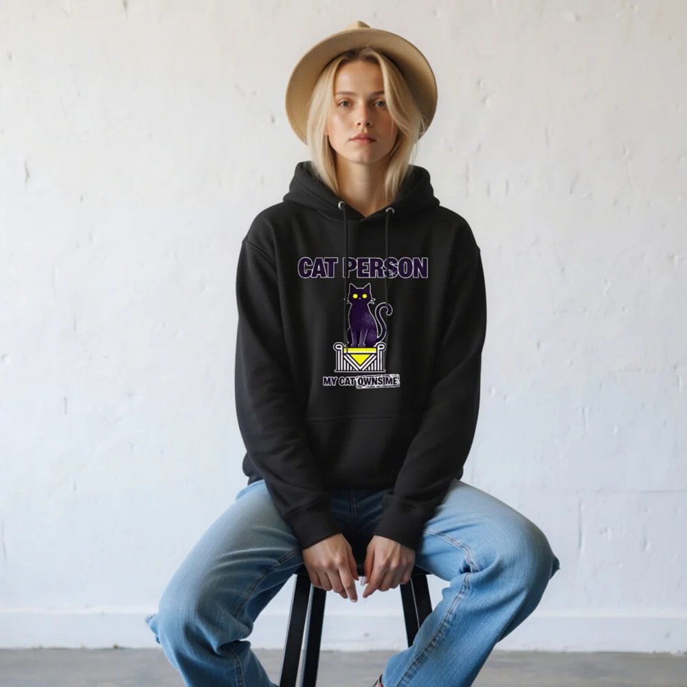 Cat Person Hoodie – Unisex Premium Pullover with Funny Cat Design - Image 9