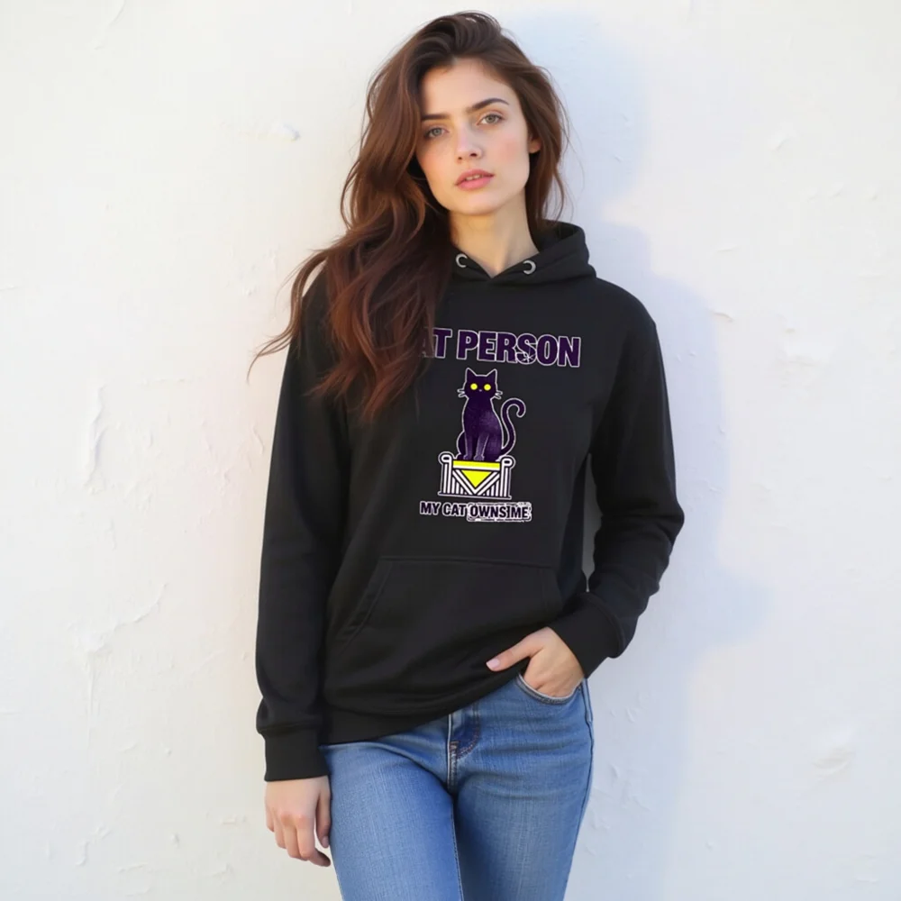 Cat Person Hoodie – Unisex Premium Pullover with Funny Cat Design - Image 11