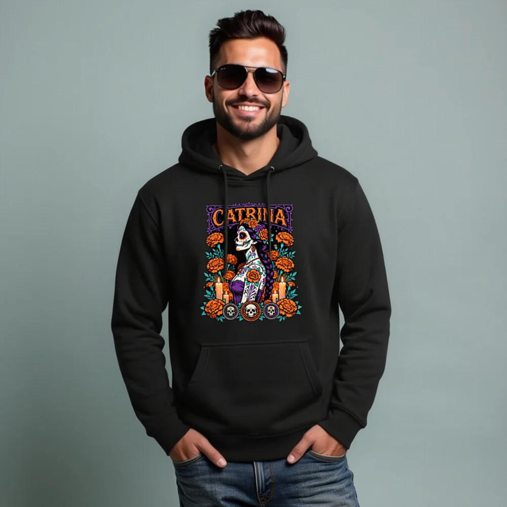 Catrina Day of the Dead Hoodie – Unisex Premium Pullover - Image 7