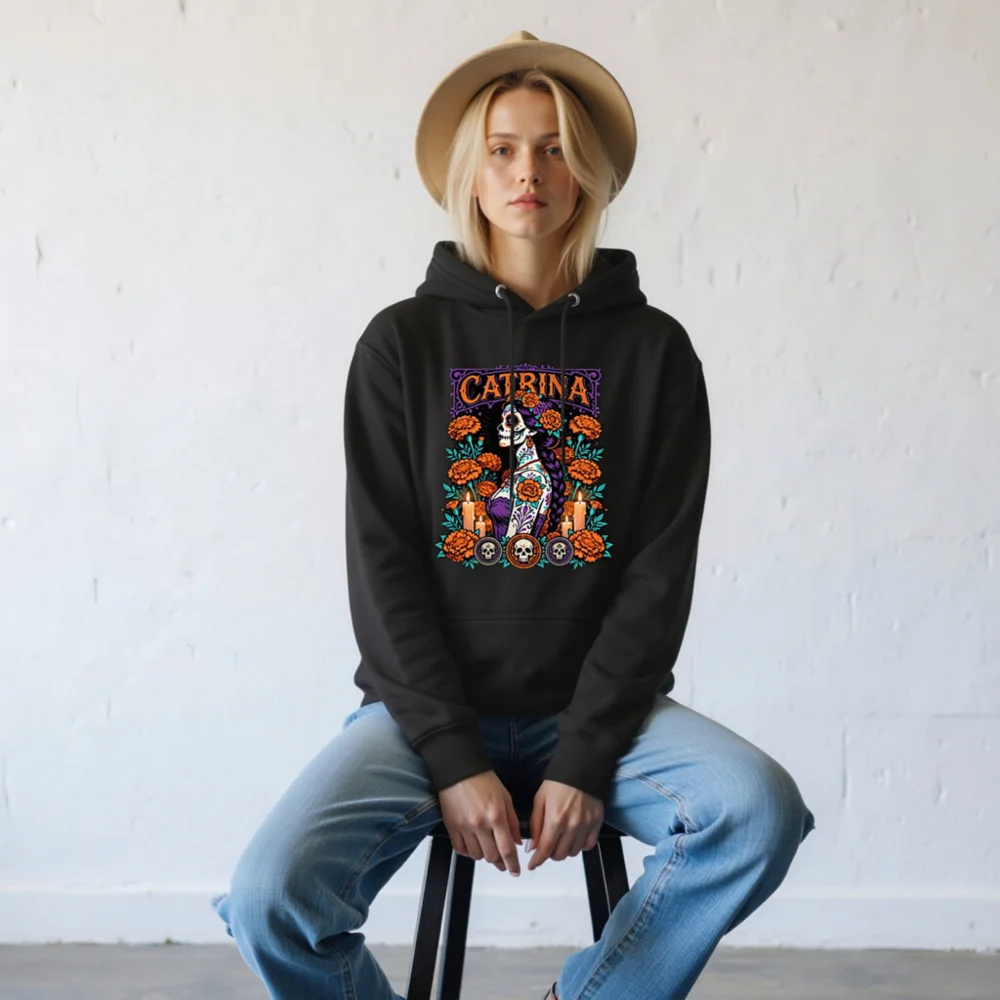 Catrina Day of the Dead Hoodie – Unisex Premium Pullover - Image 9