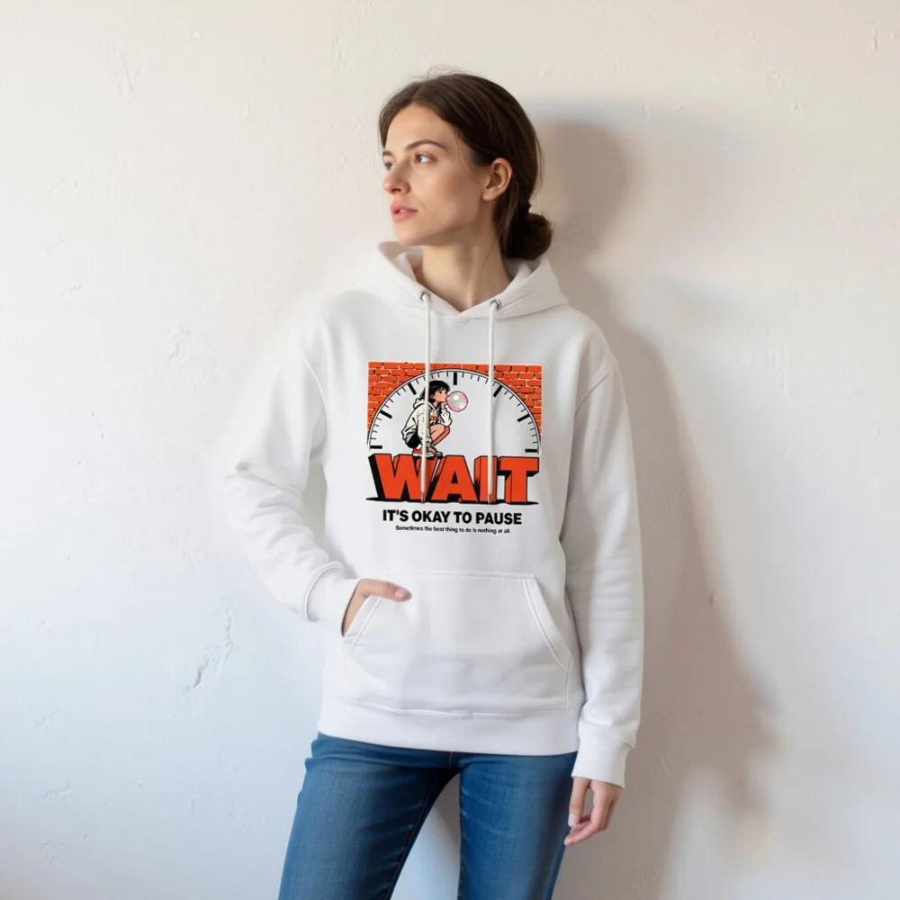 Wait It's Okay to Pause Hoodie – Unisex Premium Pullover - Image 6